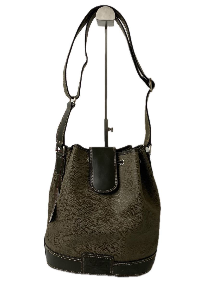 LANCEL ランセル VINTAGE ショルダーバッグ レザー 巾着 スエード 本革 バケツバッグ ワンハンドル レディース カーキ シンプル拍卖