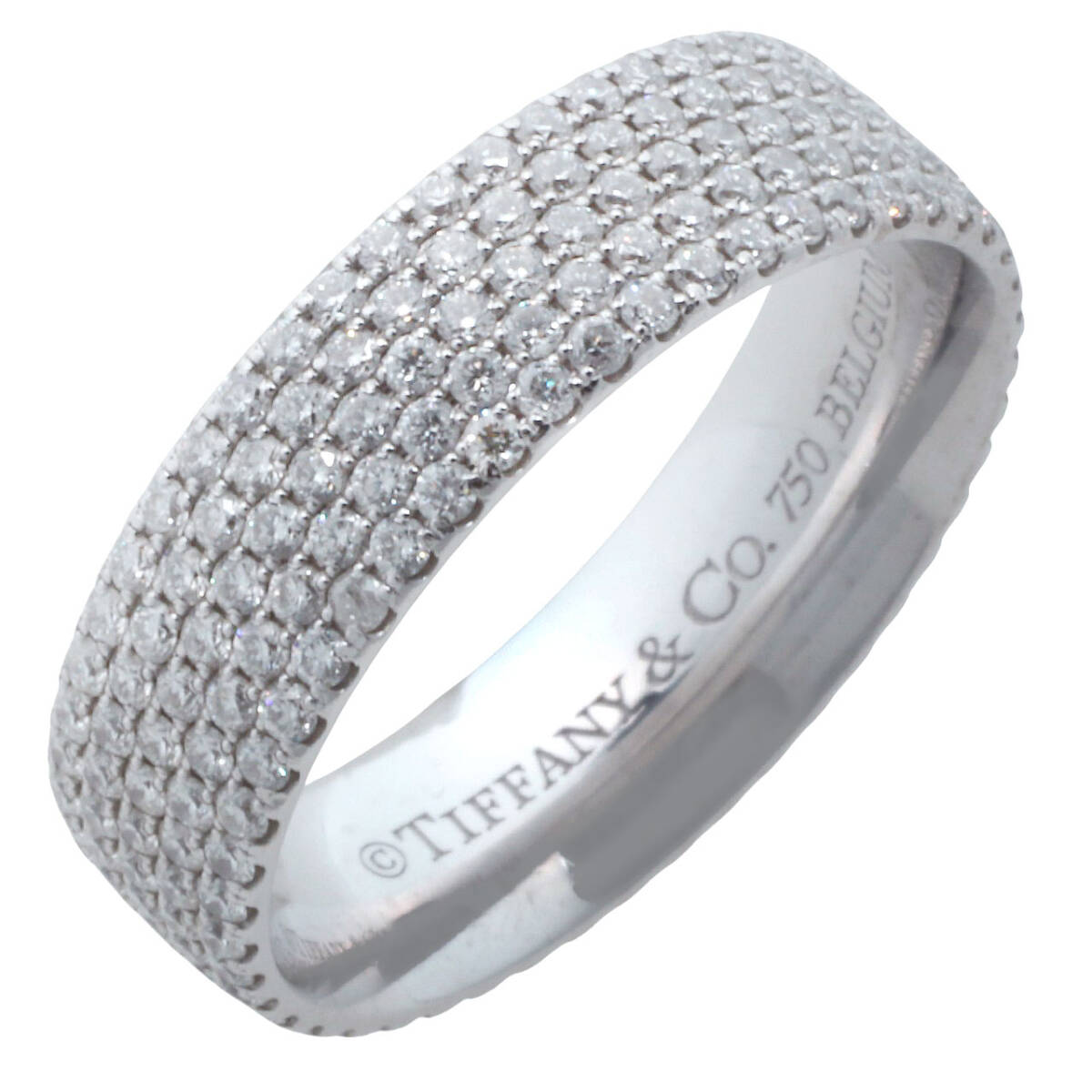 新品仕上げ TIFFANY&Co. ティファニー 750 K18 WG メトロ 5ロウ リング パヴェ ダイヤモンド #8 8号 ホワイトゴールド 指輪 ジュエリー拍卖