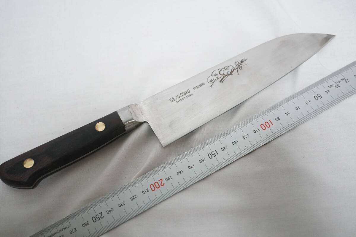 【クメ3】 ミソノ 鋼製 梅 万能包丁 刃渡り約182mm 研ぎ済み 【送料¥185】拍卖