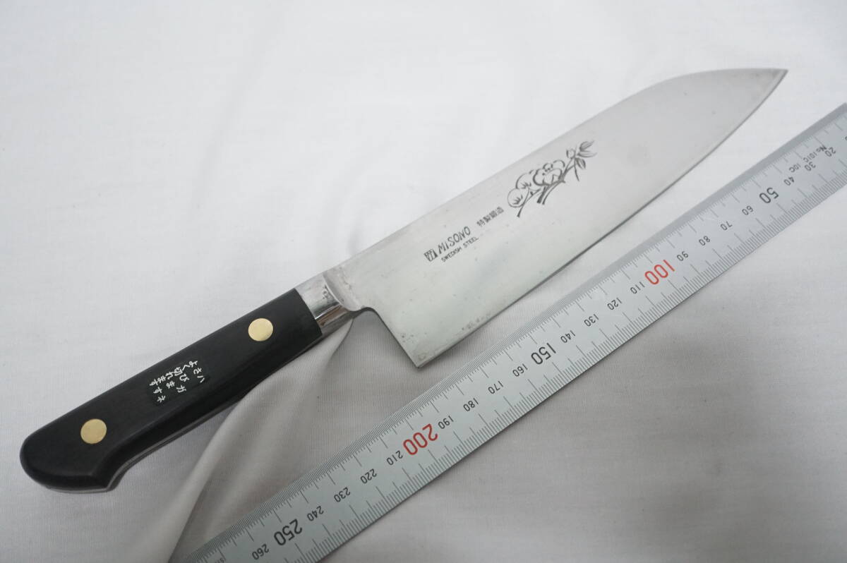 【クメ4】 ②ミソノ 鋼製 梅 万能包丁 刃渡り約183mm 研ぎ済み 【送料¥185】拍卖