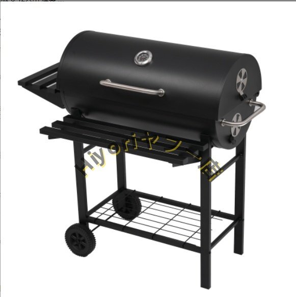 BBQスタンド バーベキューグリル 多用棚板 8-12人用 燻製 温度計で検温可能 BBQコンロ バレル式 バーベキュースタンド拍卖