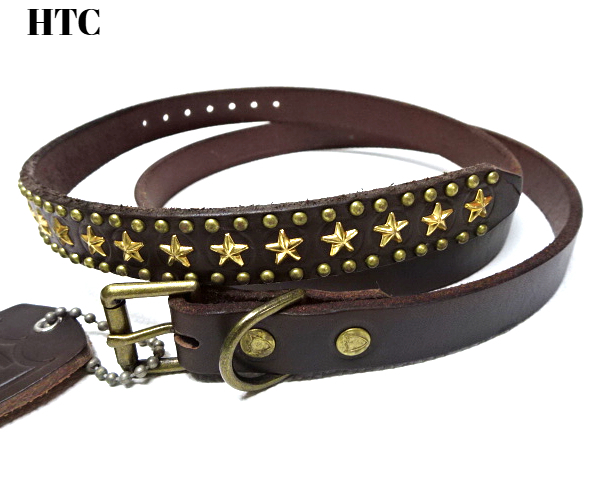 L (34) 新品【HTC Belt End Only #Around STD Star 0.75 Dark Brown HTC ベルト レザーベルト スタッズ スター STANDARD CALIFORNIA】拍卖