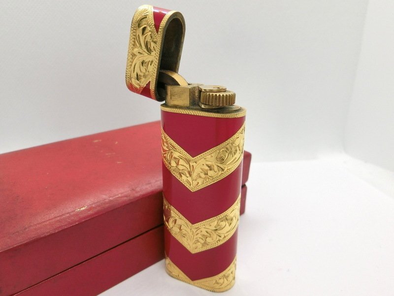 Cartier RoyKing オーバル 楕円形 レッド×ゴールド 8K刻印有 着火未確認 ガスライター カルティエ ロイキング 喫煙具 1円~ I0145c拍卖