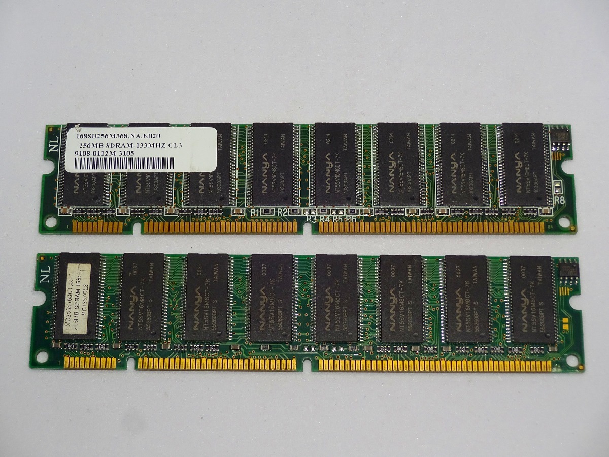 PC133 (PC142) SDRAM Nanyaチップ搭載 256MB 2枚 合計512MB拍卖