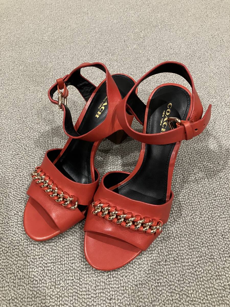 未使用 Coach 22cm レディース レザーサンダル サイズ5 コーチ 皮 婦人靴 拍卖