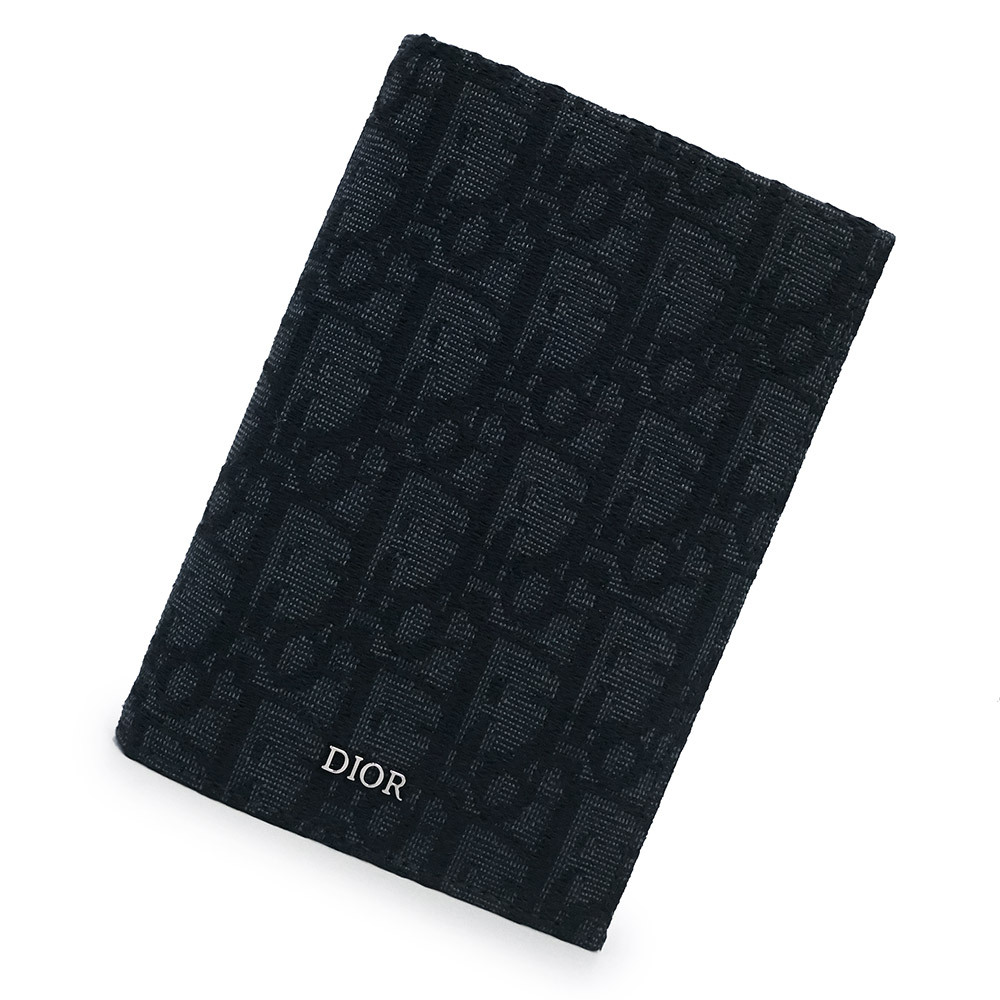 (未使用 展示品)Christian Dior クリスチャンディオール 2ESPH016YSE オブリーク ジャカード ブラック パスポートカバー ケース レザー拍卖