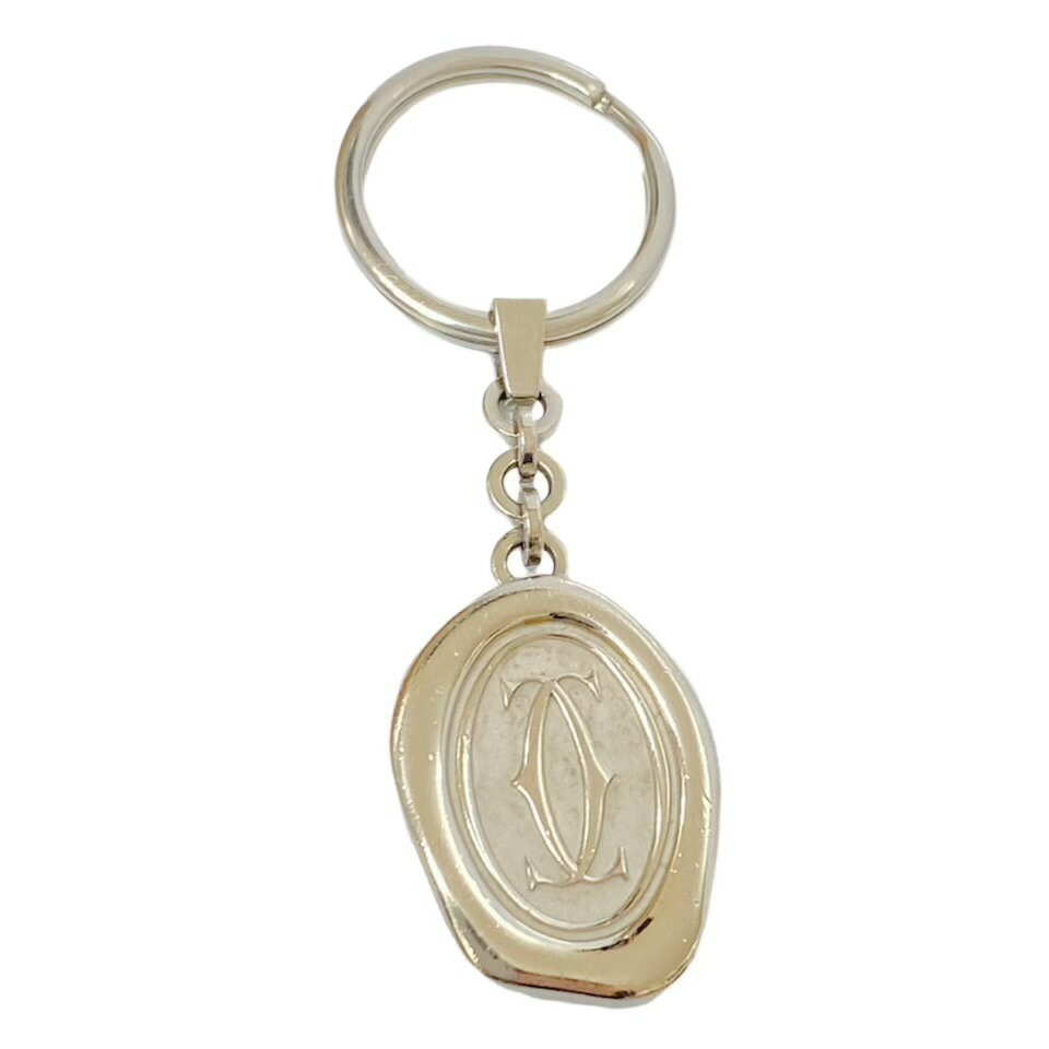 カルティエ キーリング 2C ワックスシール ワックスデコール ロゴプレート キーホルダー シルバー Cartier 【中古】拍卖