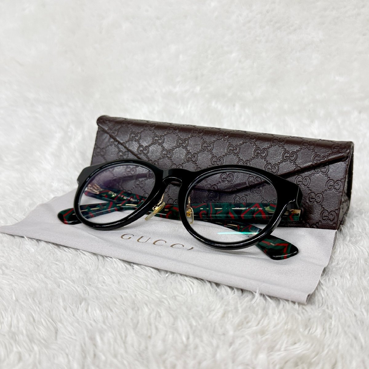 1円1スタ GUCCI メガネフレーム GG 3775/F H2Y 美品 ブラック 男女兼用 【参考価格45,000円-】拍卖