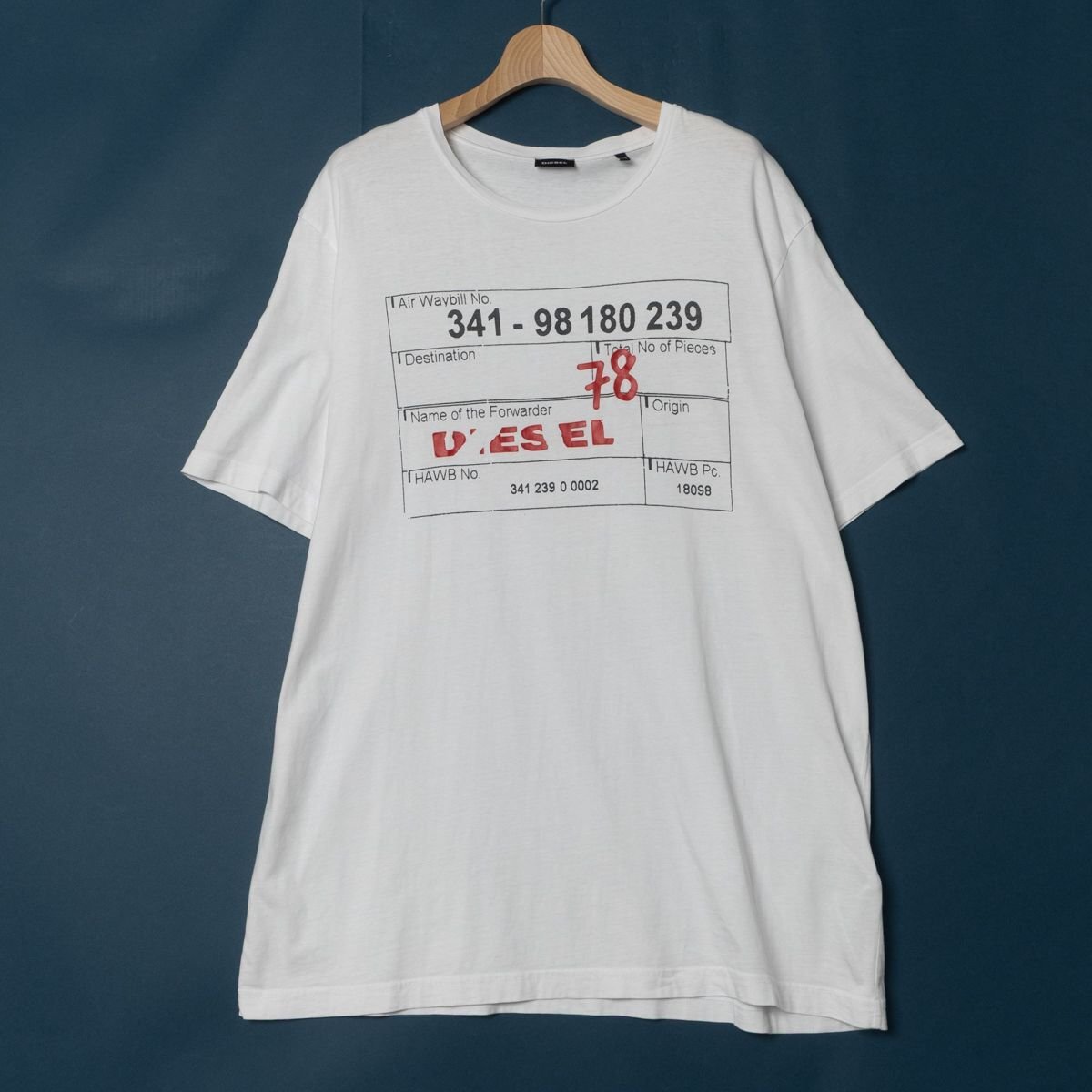 【1円スタート】メール便○ DIESEL ディーゼル 半袖 クルーネック プリントTシャツ XXL ホワイト 綿100% メンズ 大きいサイズ 春夏拍卖