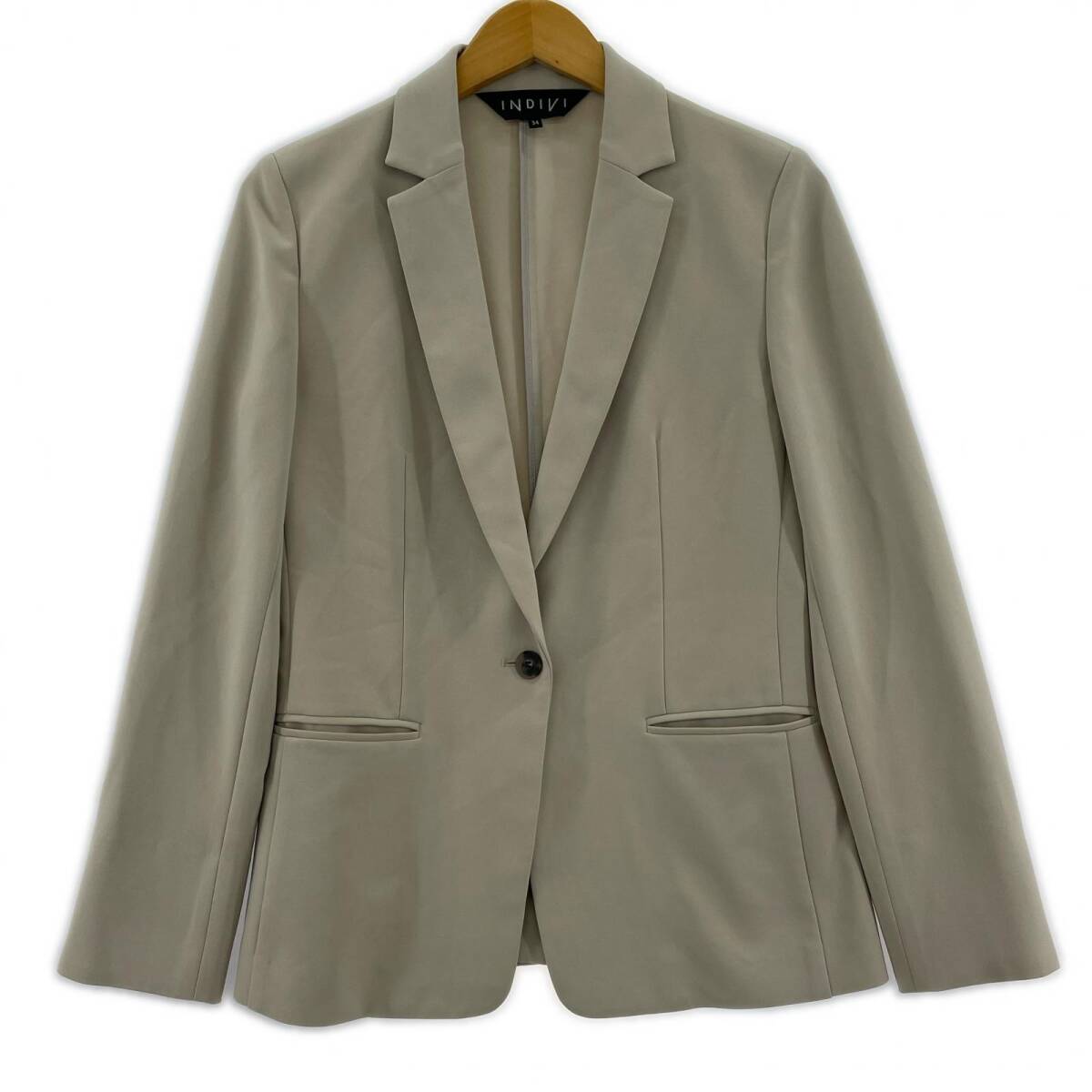 INDIVI インディヴィ テーラード ジャケット size34/グレージュ拍卖