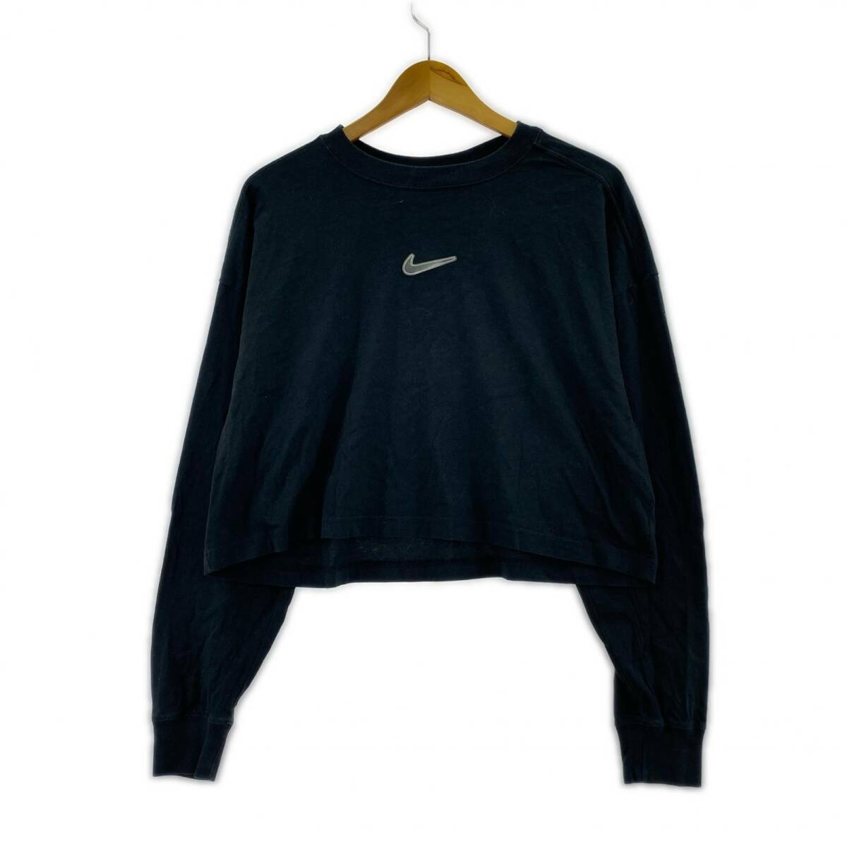 NIKE ナイキ プリント クロップド 長袖Tシャツ sizeL/ブラック ゆうパケットOK拍卖