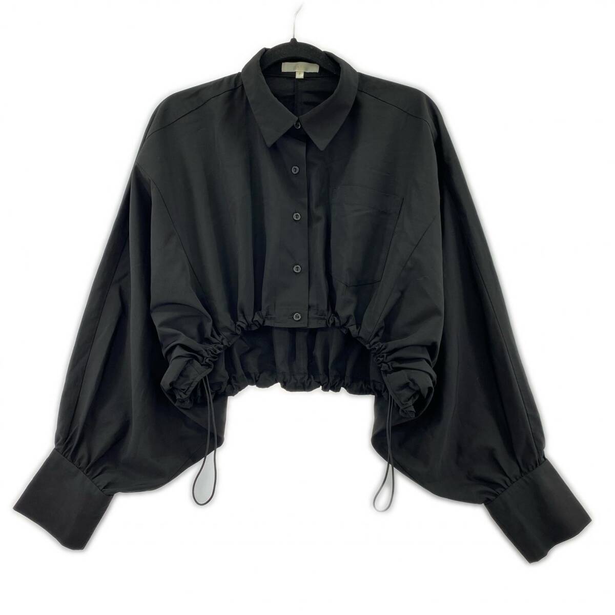rienda リエンダ クロップド ミリタリーショート プルオーバー カットソー sizeF/ブラック ゆうパケットOK拍卖