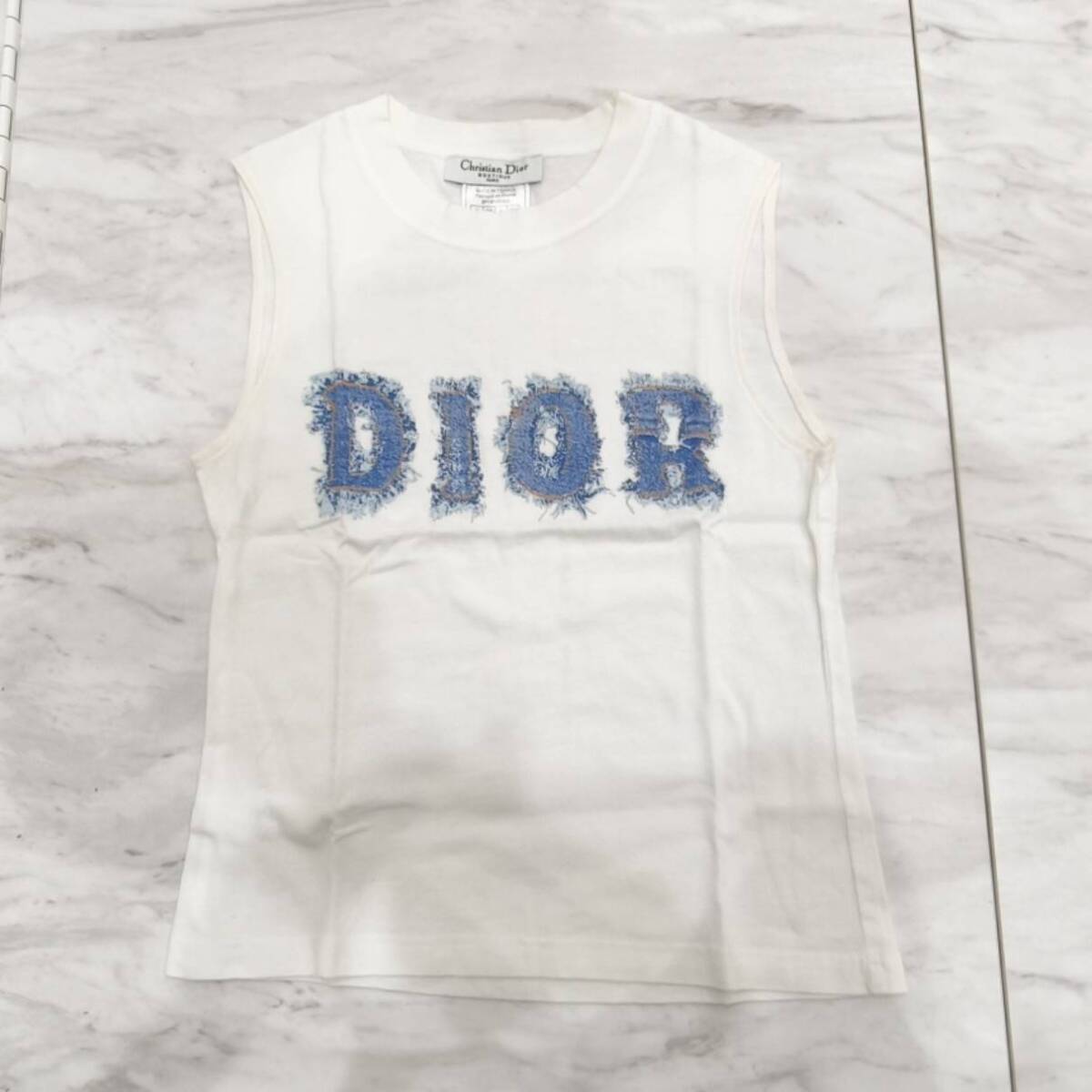 【SB8400】●クリスチャンディオール Christian Dior ガリアーノ期 デニムロゴ タンクトップ ノースリーブ カットソー 現状品拍卖