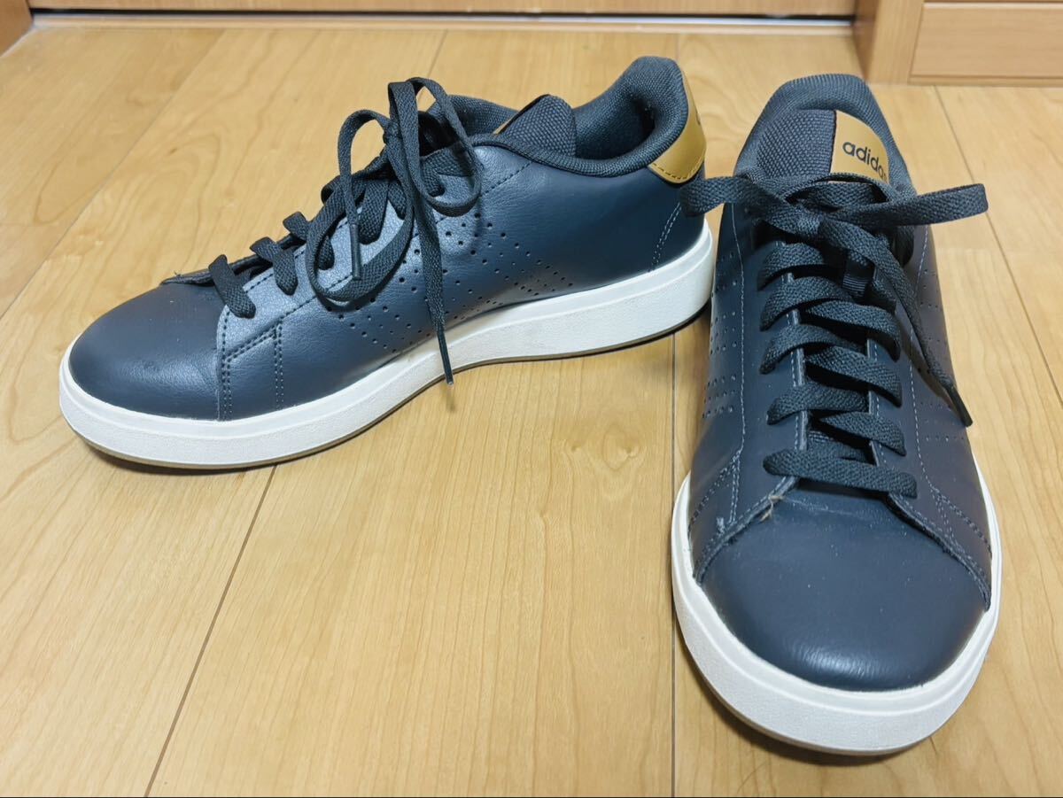 5 美品 adidasアディダス adidas メンズ スニーカー 黒 ブラック アドバンコート ベース 靴 JQ0389 25.5cm 中古品 現状品拍卖