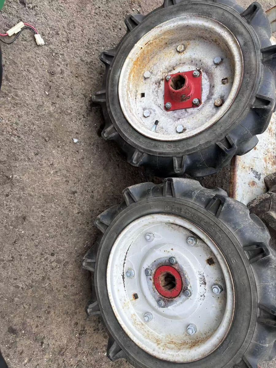 秋田発 管理機 耕運機5.00-12 2PR ブリジストン 六角 タイヤホイール2本セット ひび割れなし 拍卖