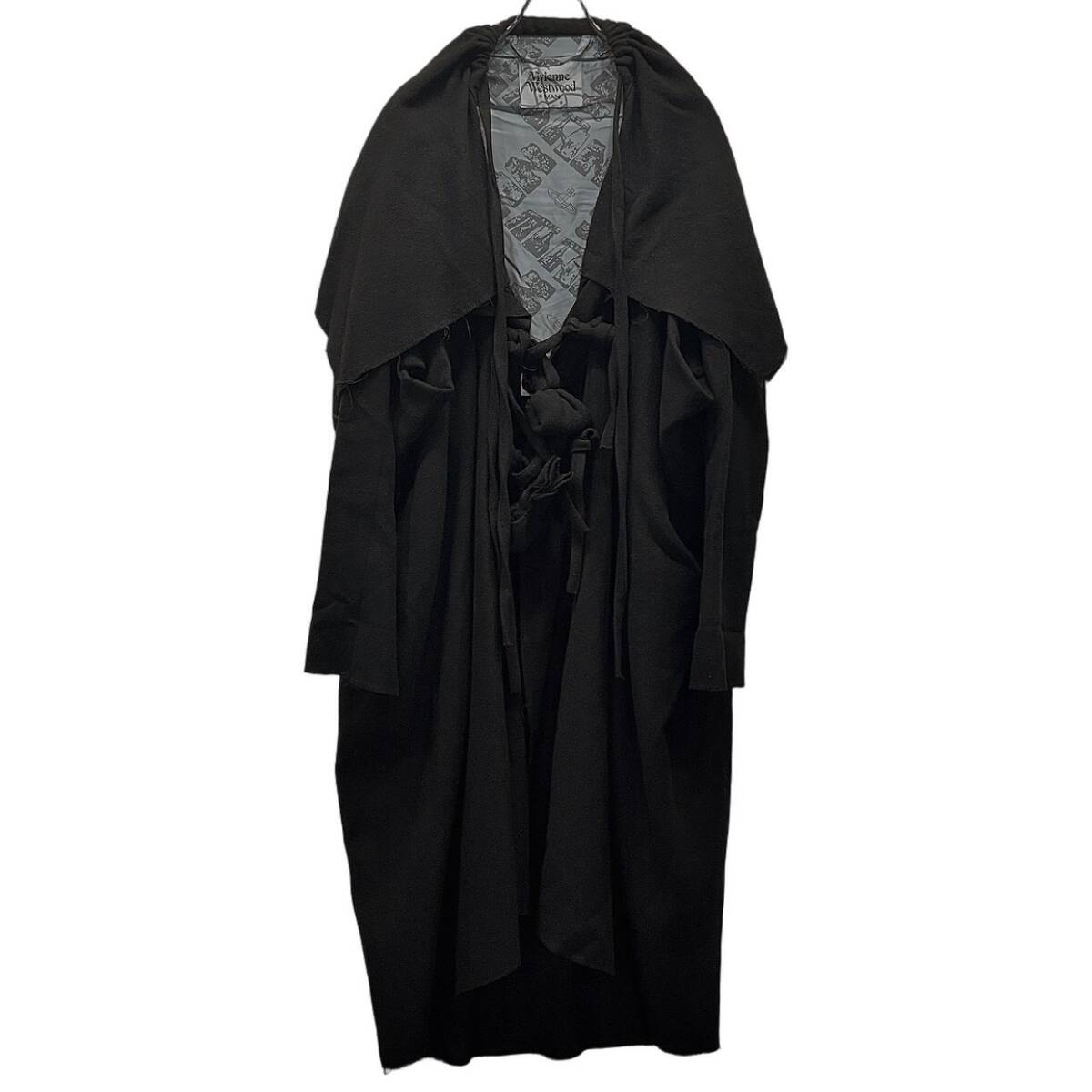 Vivienne Westwood MAN 【men5554I】 ウールツイードカットオフ結び紐ボタンロングケープコート Archive ジャケット ブルゾン アウター AR拍卖