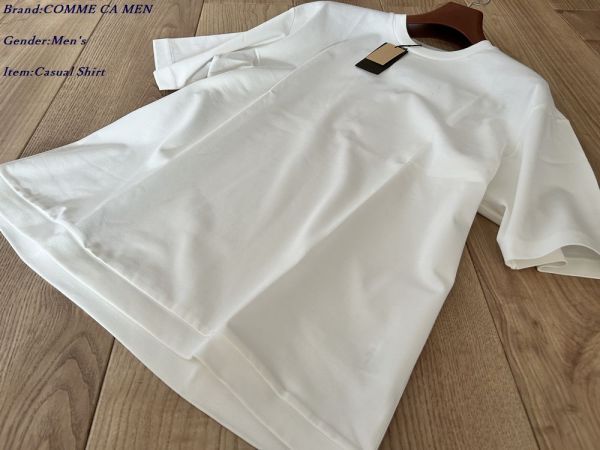 新品訳有り COMME CA MEN コムサメン シルケットポンチ フライスリブTシャツ 01ホワイト Mサイズ 42TI03 定価16,500円拍卖