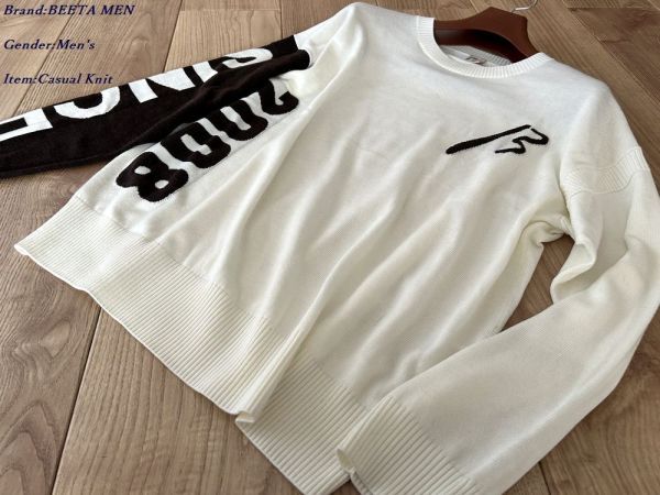 新品 COMME CA BEETA MEN ベータメン 日本製 ビックサイン クループルオーバー 01ホワイト Mサイズ 05KE01 定価39,600円拍卖