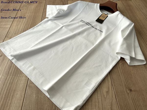 新品サンプル COMME CA MEN コムサメン シルキースムース ロゴTシャツ 01ホワイト Mサイズ 42TM07 定価13,200円拍卖