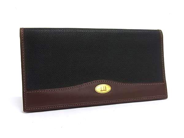 1円 ■美品■ dunhill ダンヒル PVC×レザー 二つ折り 長財布 ウォレット メンズ ブラック系 HA3397拍卖