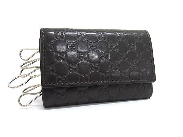 1円 ■美品■ GUCCI グッチ 150402 マイクロGG グッチシマ レザー 6連 キーケース 鍵入れ メンズ レディース ブラウン系 FZ0851拍卖