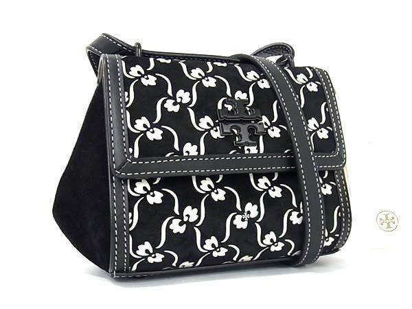 1円 ■新品■未使用■ TORY BURCH トリーバーチ スエード×レザー 総柄 ショルダー クロスボディ ブラック系 FD2663拍卖