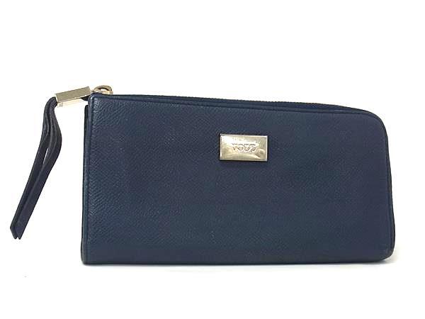 TODS トッズ レザー L字ファスナー 長財布 ウォレット 小銭入れ 札入れ レディース メンズ ネイビー系 DJ3797拍卖