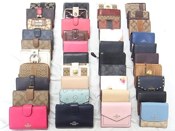 1円 COACH コーチ シグネチャー 等 キャンバス レザー 等 二つ折り 三つ折り 財布 コインケース 札入れ 等 40点セット まとめ売り DB4454拍卖