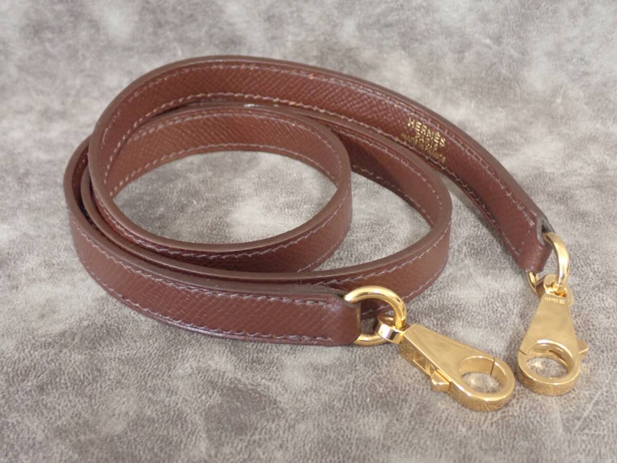HERMES エルメス ショルダーストラップ ケリー ボリード用 ブラウン ゴールド金具拍卖