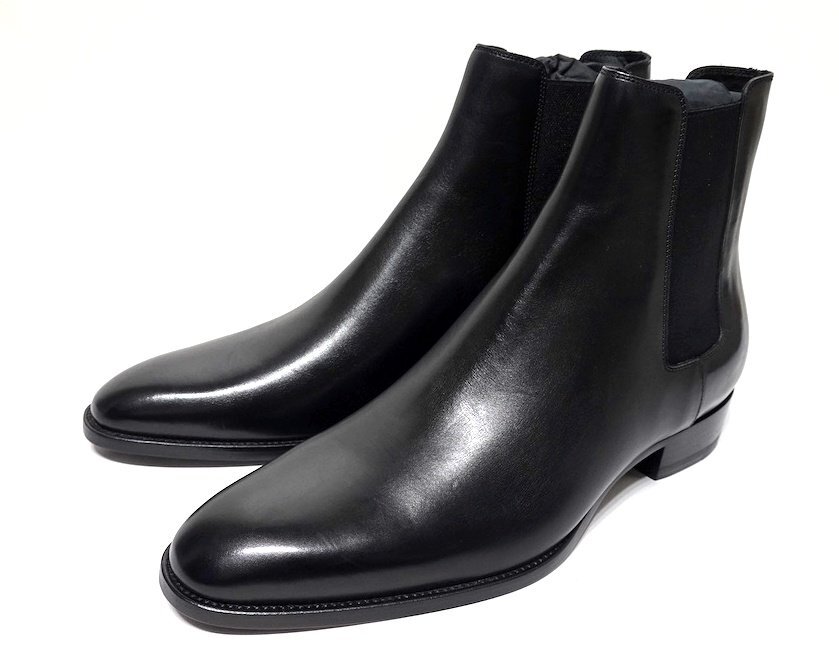 新品未使用 SAINT LAURENT PARIS サンローラン チェルシーブーツ サイドゴア シューズ 592438 ブラック レザー メンズ 43 27.5-28cm拍卖