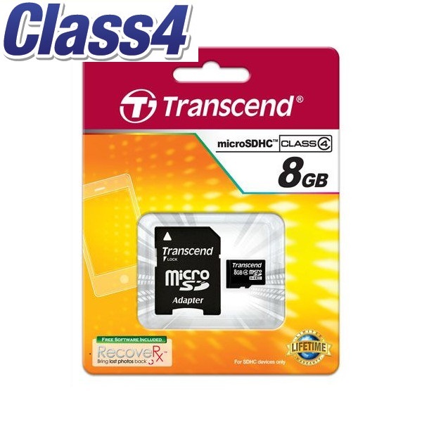 8GB トランセンド microSDHCカード 8GB Class4対応 SDカード変換アダプタ付き Transcend製マイクロSDHCカード TS8GUSDHC4拍卖