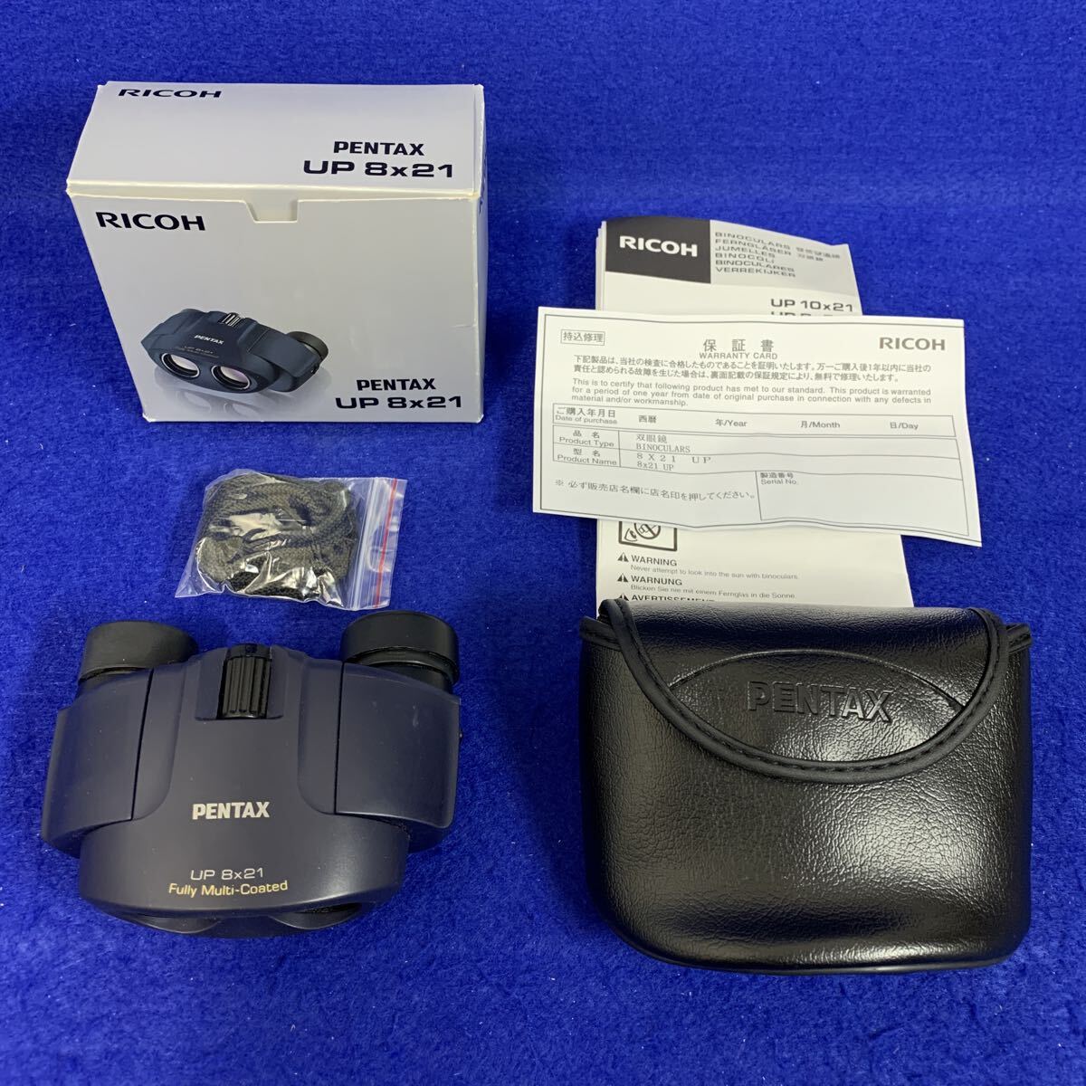 キャップ欠品★RICOH ペンタックス PENTAX 双眼鏡 タンクロー UP 8×21 ネイビー 双眼鏡 小型軽量210g 倍率8倍 ケース・ストラップ付拍卖