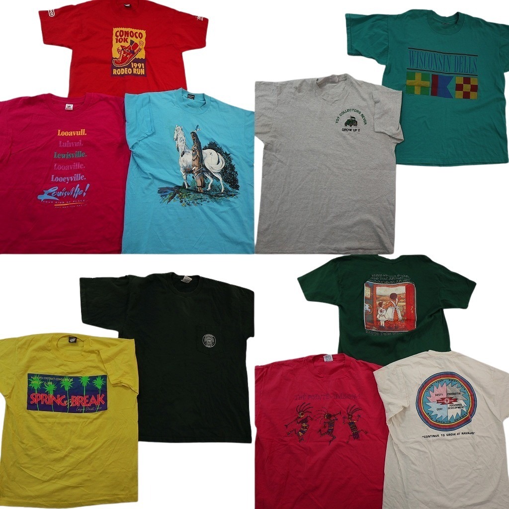 古着卸 まとめ売り シングル 半袖Tシャツ 10枚セット (メンズ XL ) アニマル 動物 ワンポイント モチーフ 中古 古着 NE2544 1円スタート拍卖