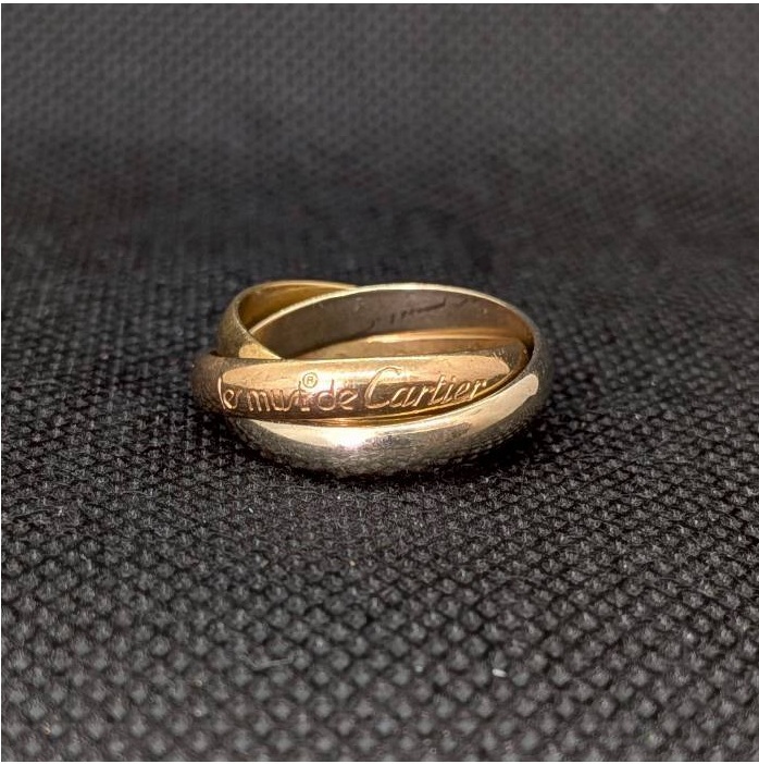 Cartier カルティエ トリニティ リング 三連 指輪 スリーカラー K18YG/WG/PG 中古 750 52 刻印有 18金 ホワイトゴールド ピンクゴールド拍卖