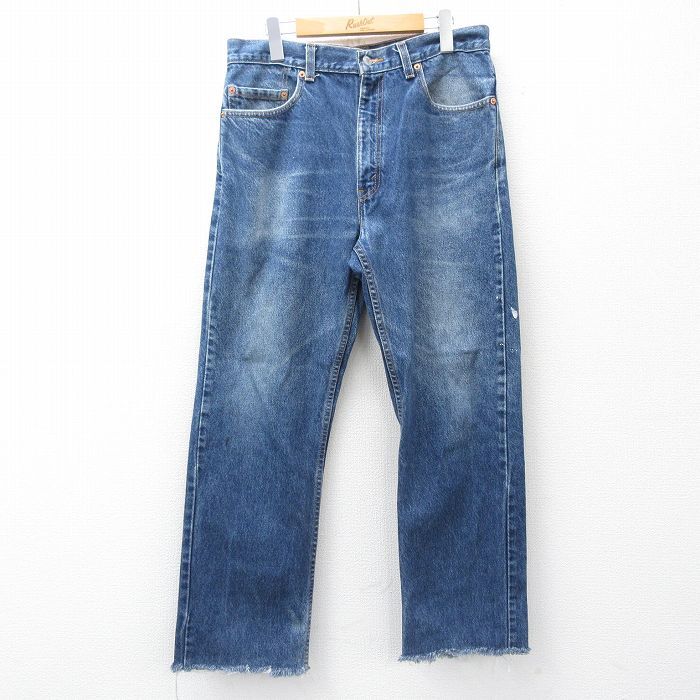 W33/古着 ジーンズ Levis リーバイス 505 メンズ 90年代 90s ヒゲ コットン USA製 紺 デニム 26apr04拍卖