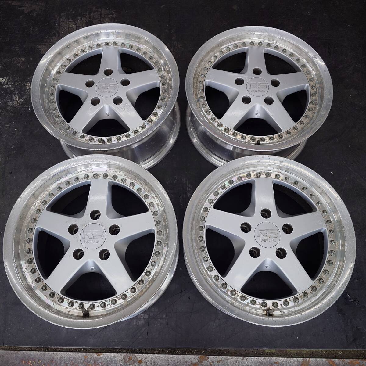 4本★希少 当時物★インパルRS 16インチ 7J+32 8J+32 PCD114.3-5H★日産系ビックキャリパー車装着不可★傷 腐食多数有り拍卖