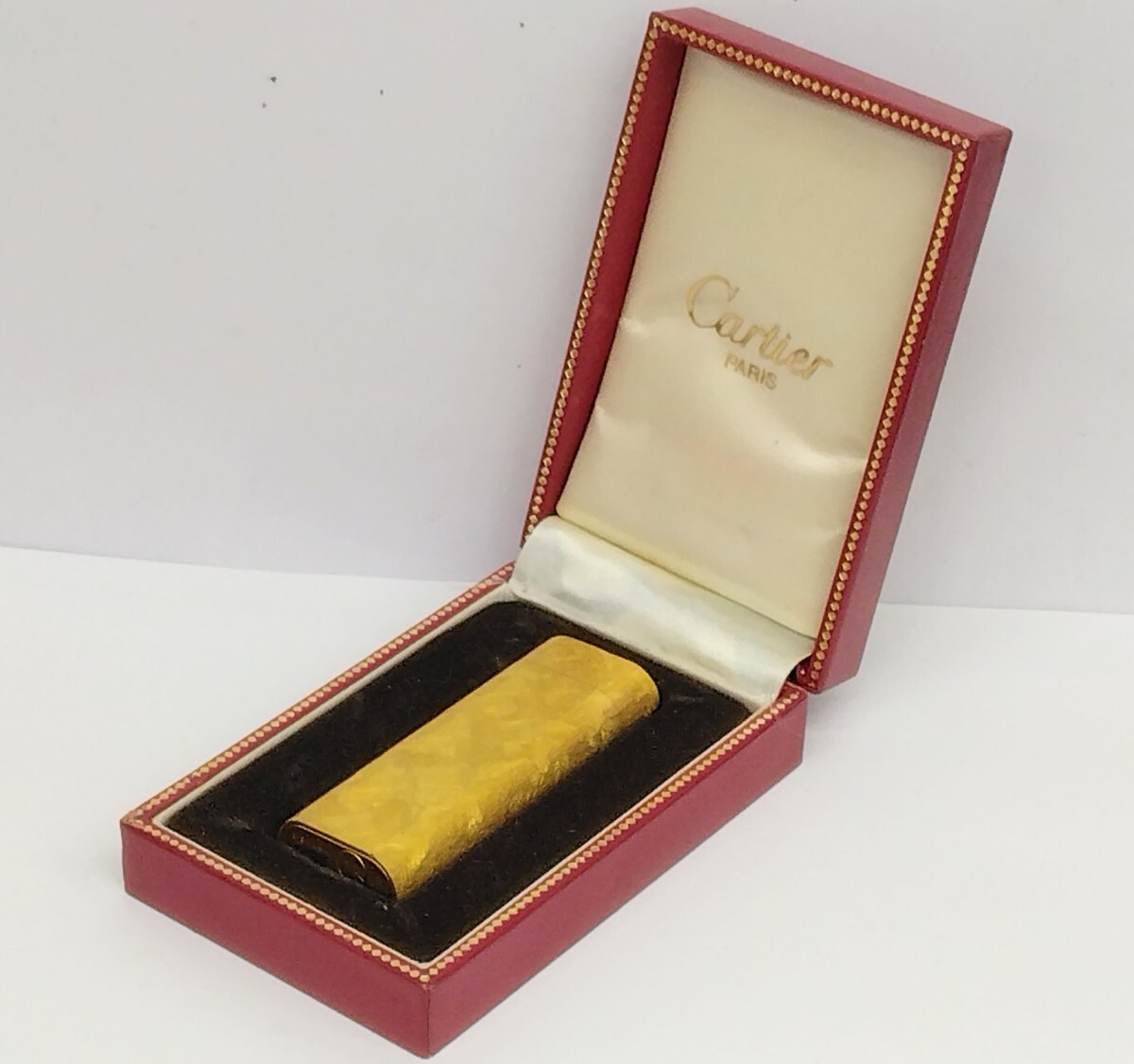 B 火花OK Cartier カルティエ ガスライター ケース入り ゴールド ローラー式 喫煙具 高級 ヴィンテージ 中古品 着火未確認 ジャンク拍卖