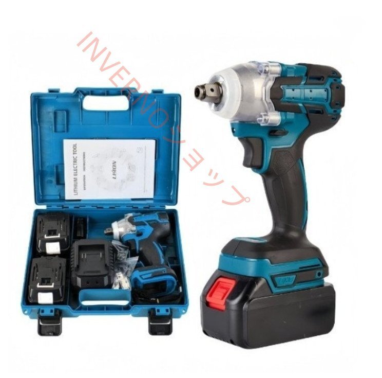 電動インパクトレンチ ー1台4役タイヤ交換 電池2個 バッテリー2本付属 (A132)拍卖