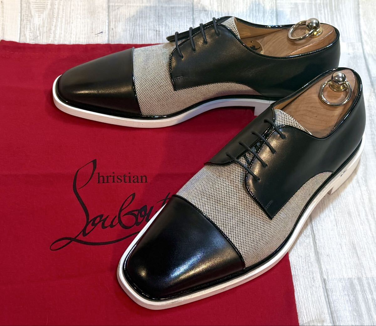 【未使用】Christian Louboutin クリスチャン ルブタン◆27cm 42◆キャップトゥ 革靴 ドレスシューズ ストレートチップ ITALY製 メンズ 靴拍卖