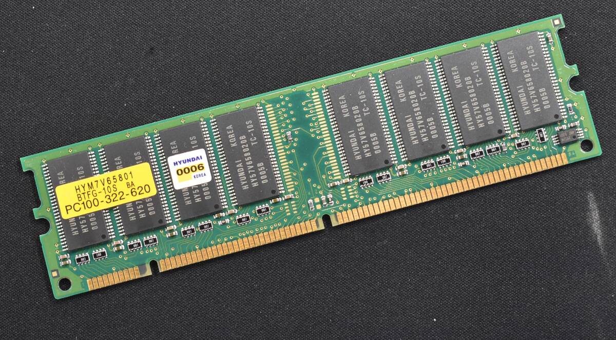 64M PC100 SDRAM CL3 168pin non-ECC Unbuffered DIMM (HYUNDAI 8chip 片面実装) 汎用デスクトップ向けメモリー (管:SA7133拍卖