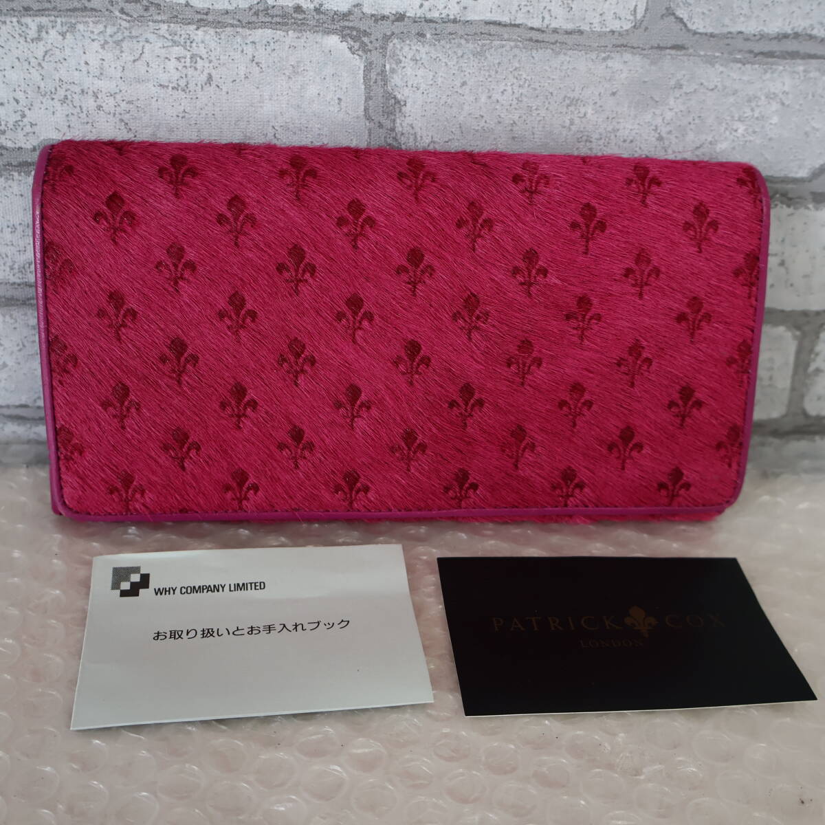 *PATRICK COX/パトリックコックス*ユリ紋章*ハラコ*レザー*長財布*財布*ウォレット*ピンク*拍卖