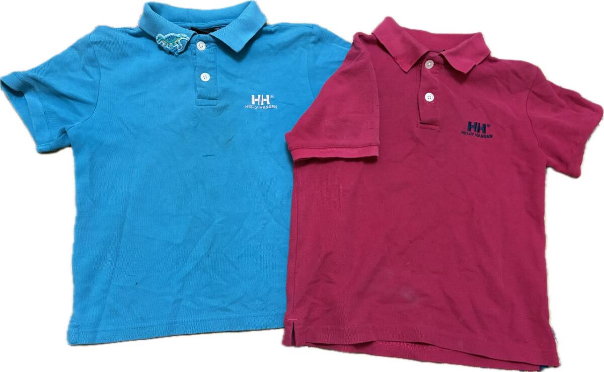中古 HELLY HANSEN ポロシャツ 130cm 2点セット 襟にアップリケ有り拍卖