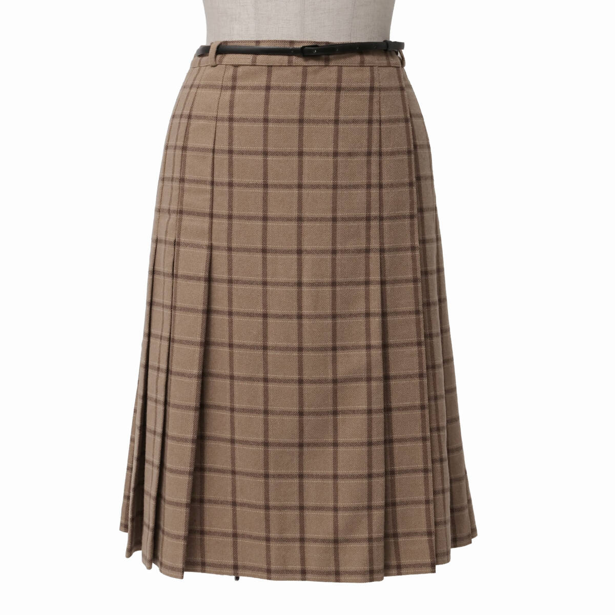 MI9334◇イタリア製 D&G ドルチェ&ガッバーナ チェック柄 プリーツスカート ラップスカート ベルト付き ブラウン系 サイズ26/40拍卖