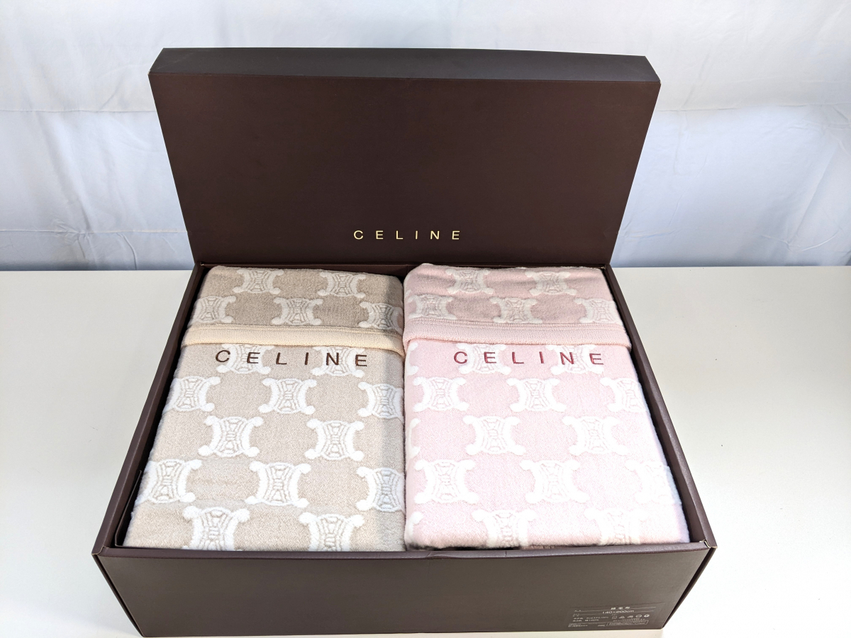 【未使用品】CELINE セリーヌ 140cm×200cm 綿100% 綿毛布 毛布 寝具_DGO_D0407-G004拍卖