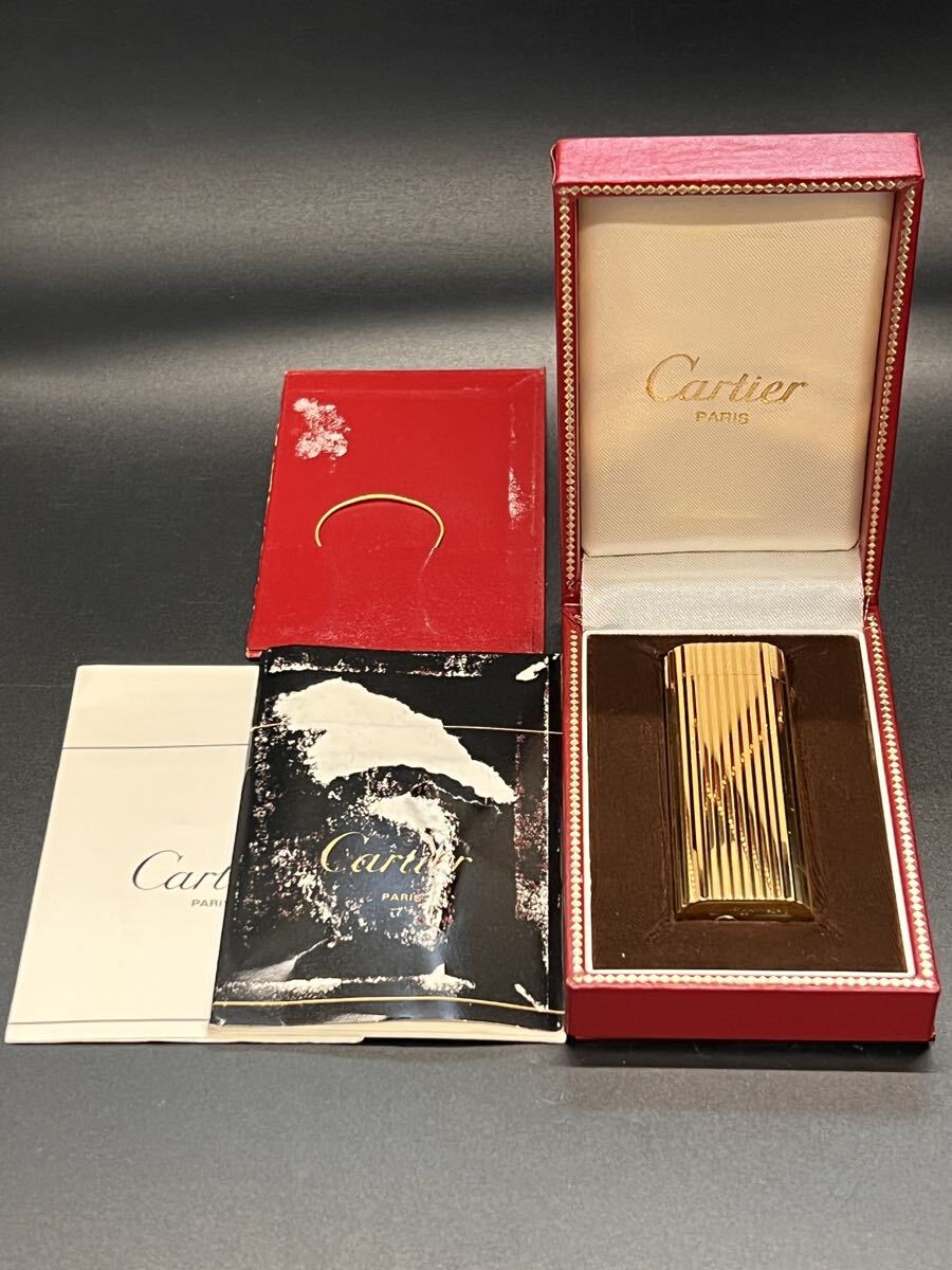 Cartier カルティエ ガスライター ストライプ ゴールド 箱付き拍卖