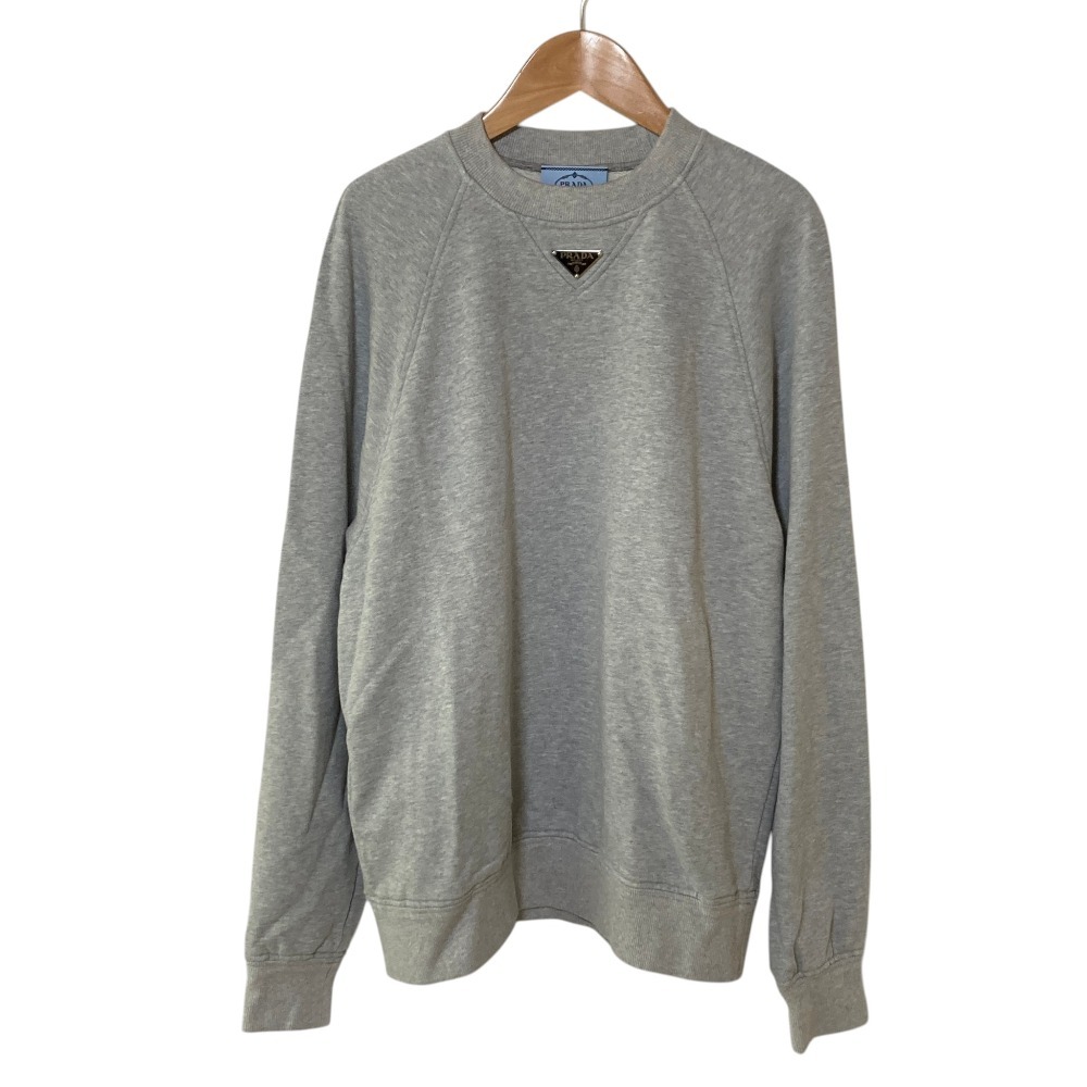 美品 23SS PRADA プラダ トライアングルロゴプレート ラグランスリーブ スウェット トレーナー 134668 サイズS グレー拍卖