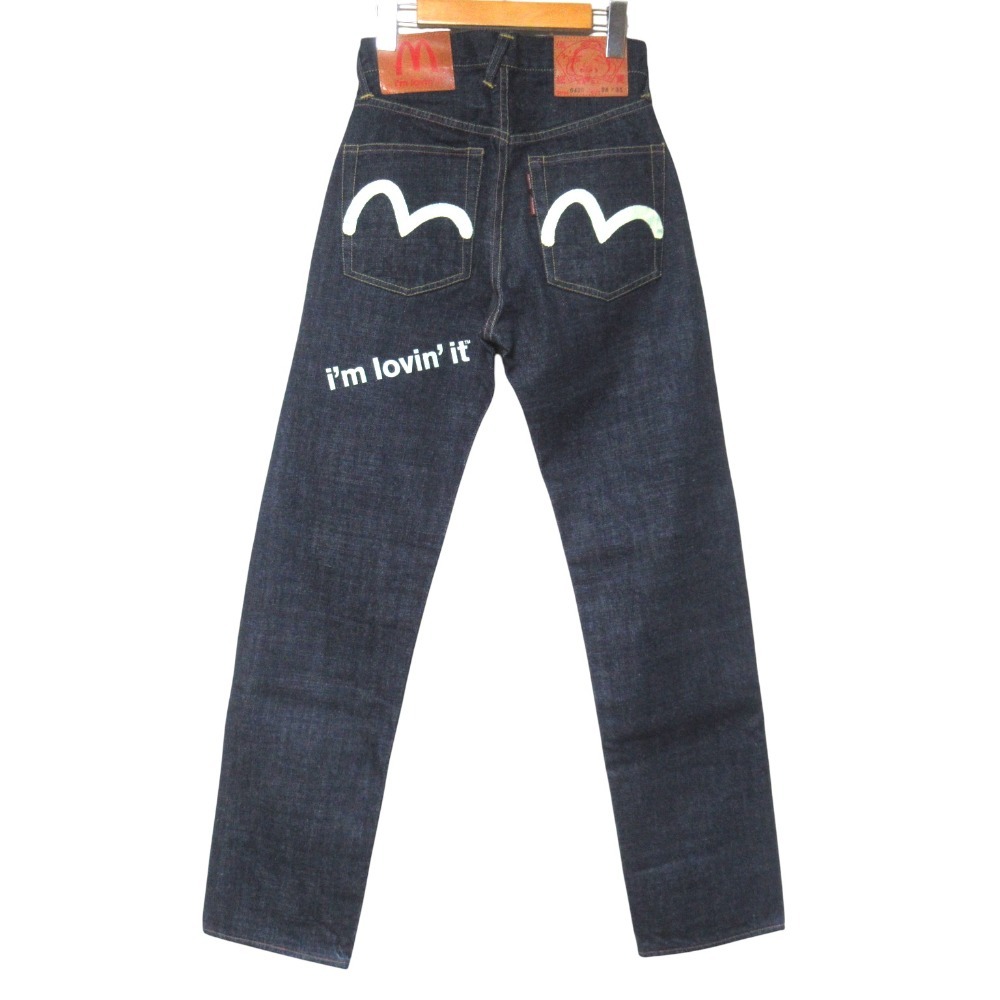 美品 EVIS エヴィス マクドナルドコラボ 限定モデル カモメ デニムパンツ ジーンズ 0420 W28×L35 インディゴブルー拍卖