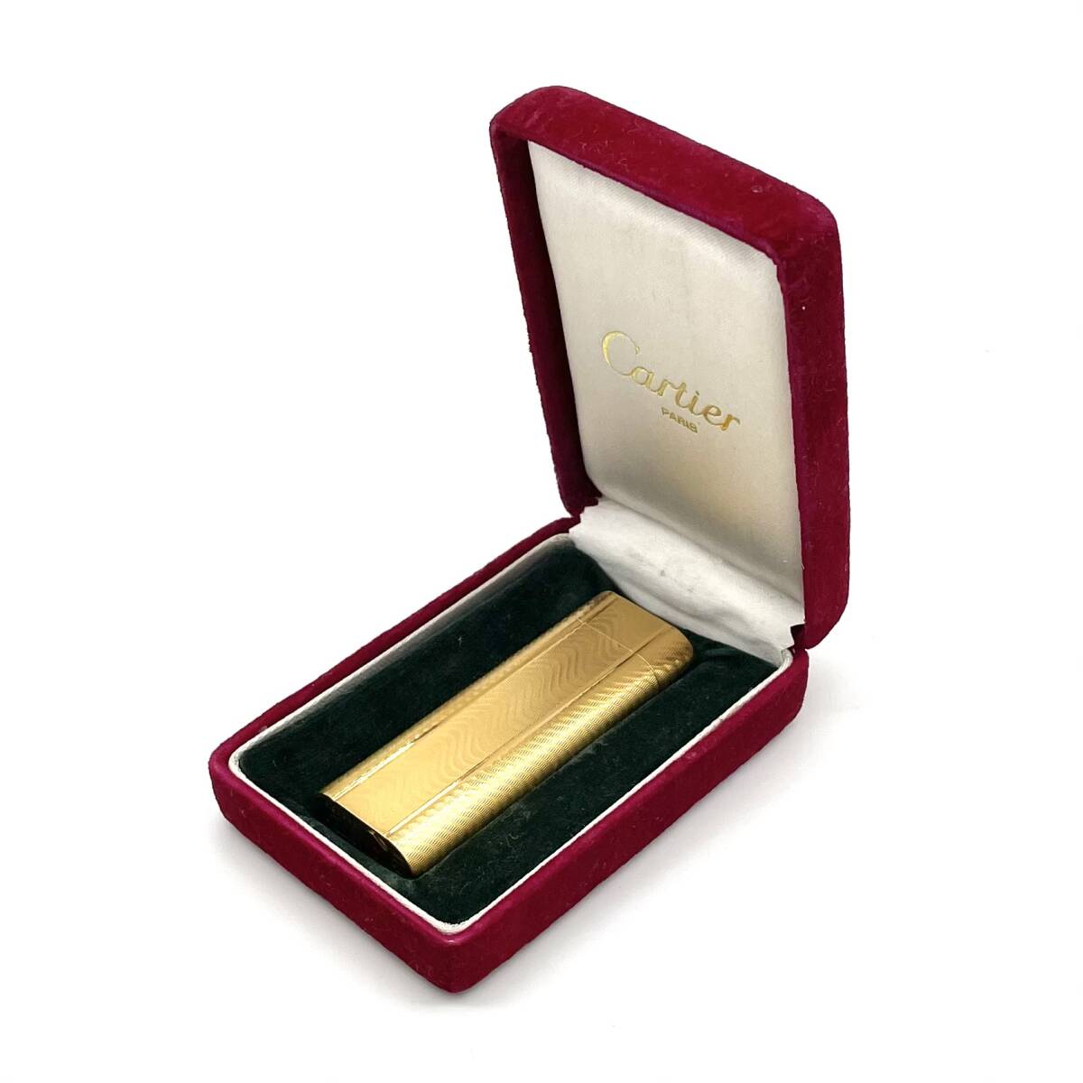 1円 極美品 Cartier カルティエ オーバル ガスライター ウェーブ ゴールド 着火確認済 3185拍卖