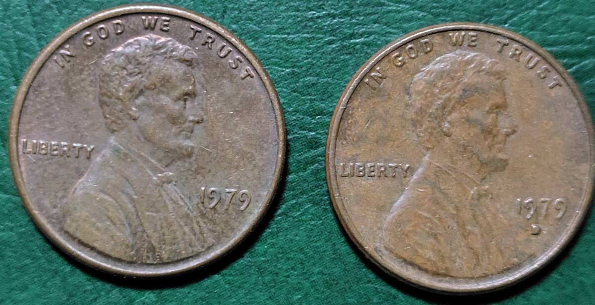 (P-16) アメリカ1セント硬貨 1979年 ミント (-/D) 2種拍卖