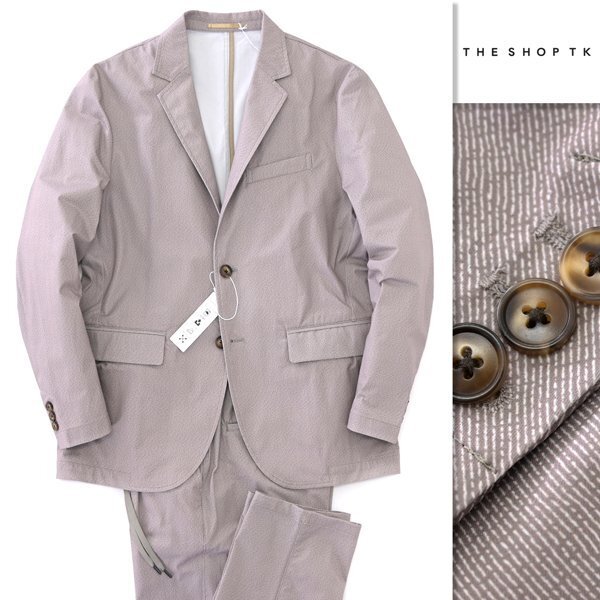 新品 タケオキクチ 吸水速乾 高通気 スマートムーブ メッシュ スーツ M ベージュ 【J49128】 春夏 THE SHOP TK セットアップ サマー 盛夏拍卖